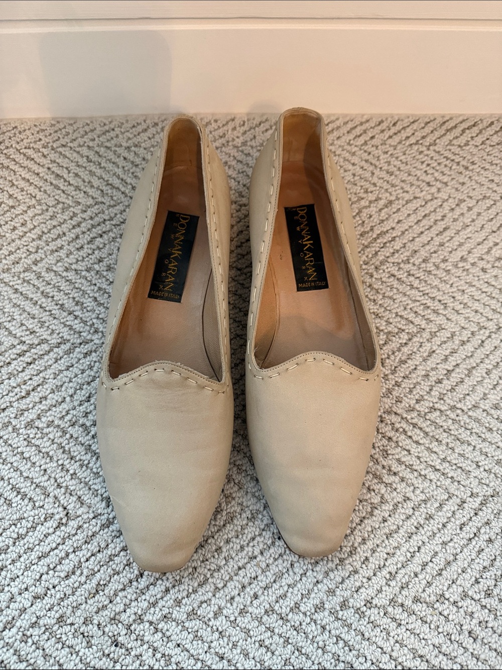 Donna Karan Vintage Taupe Slip-On Loafers Made in Italy